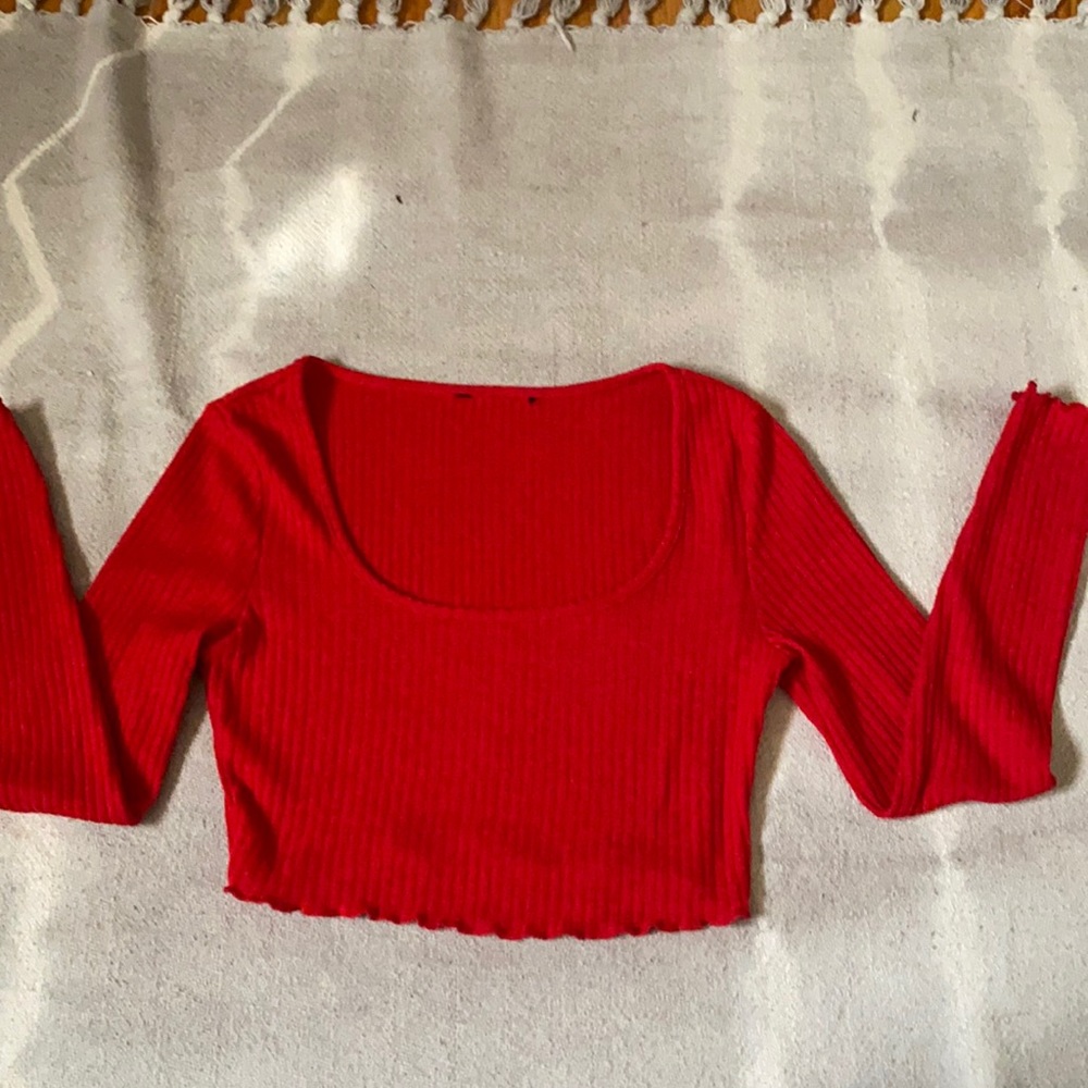 Red Longsleeve Crop Top